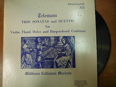 33 RPM Vinyl Telemann Trio Sonatas and Duetto Renaissance Records X12 011315SM