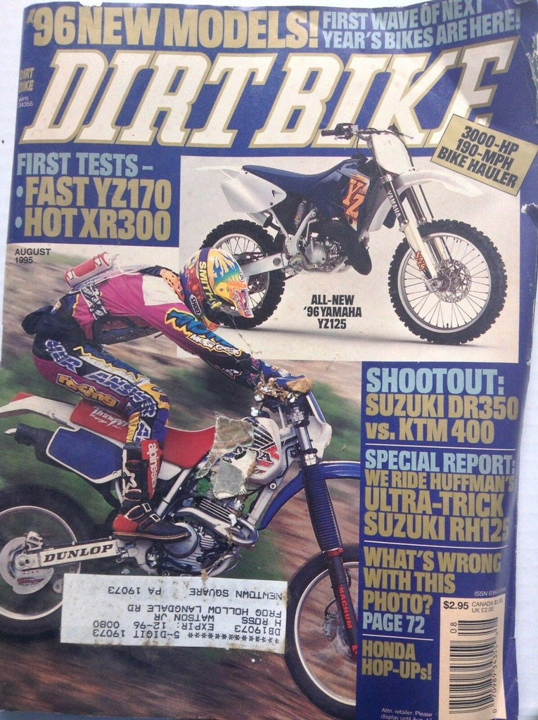 Dirt Bike Magazine Yamaha YZ125 & YZ710 August 1995 092017nonrh
