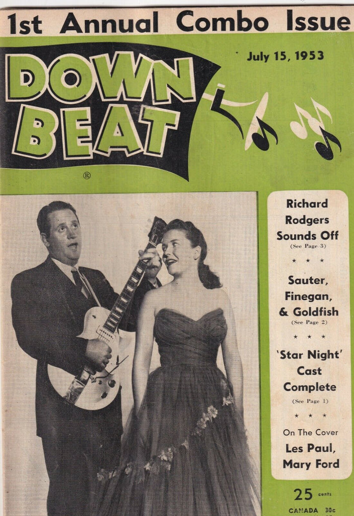 Down Beat Mag Richard Rodgers Les Paul Mary Ford July 15, 1953 101219nonr