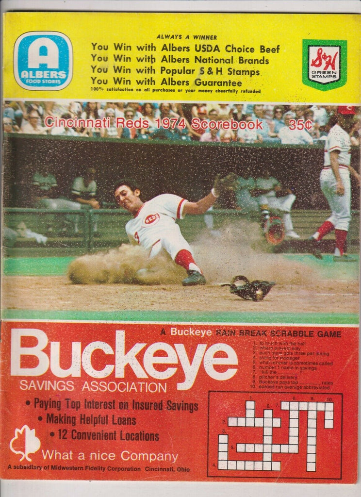 Buckeye Baseball Dave Concepcion 1974 Scorebook Reds Vs Pittsburgh 022720nonr