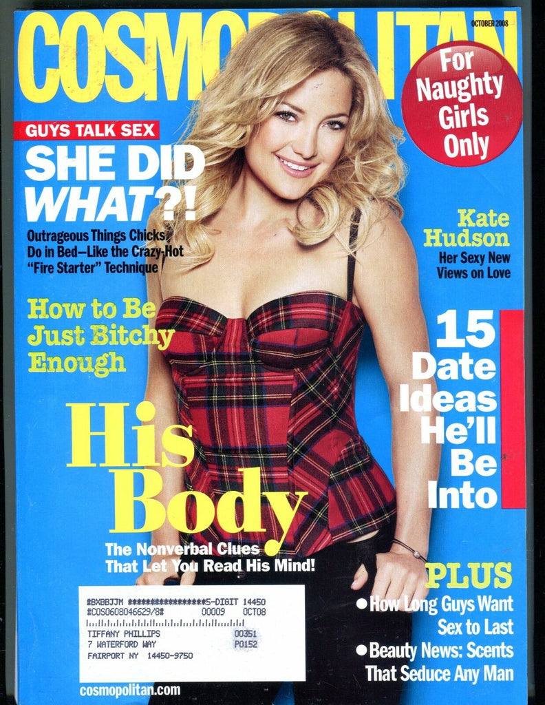 Cosmopolitan Magazine October 2008 Kate Hudson EX w/ML 050317nonjhe