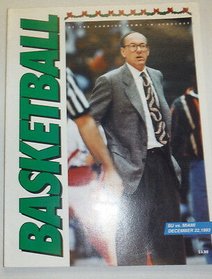 Syracuse Basketball Magazine SU Vs Miami December 22, 1993 122314R2