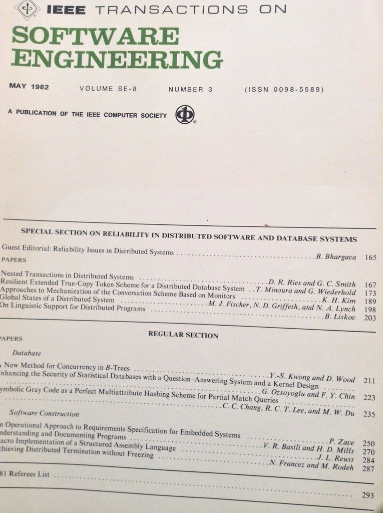 IEEE Software Engineering FAA Magazine Nested Transactions May 1982 051218nonrh
