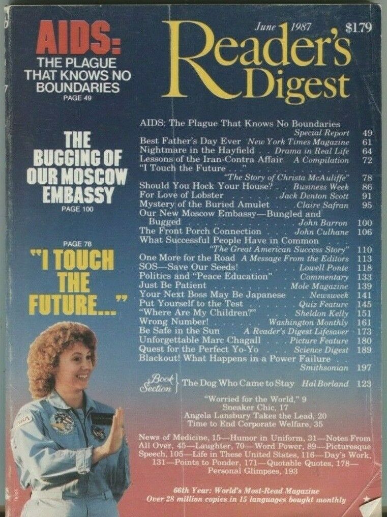 Readers Digest June 1987 Christa Mcauliffe John Borron Claire Safran 021220DBE