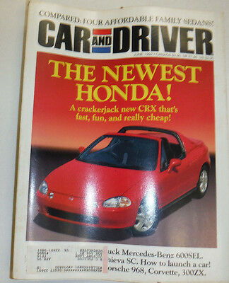 Car And Driver Magazine The Newest Honda & Mercedez Benz June 1992 122314R