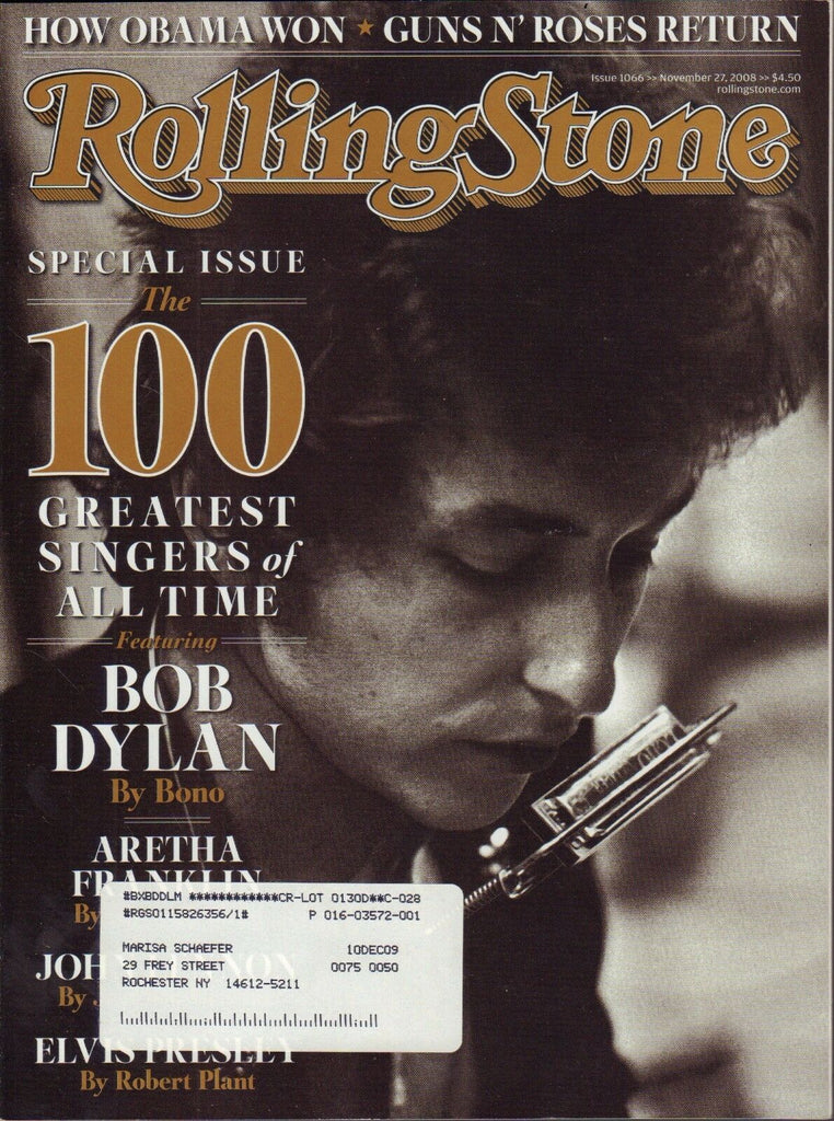 Rolling Stone November 27 2008 Bob Dylan, Aretha Franklin w/ML 082516DBE