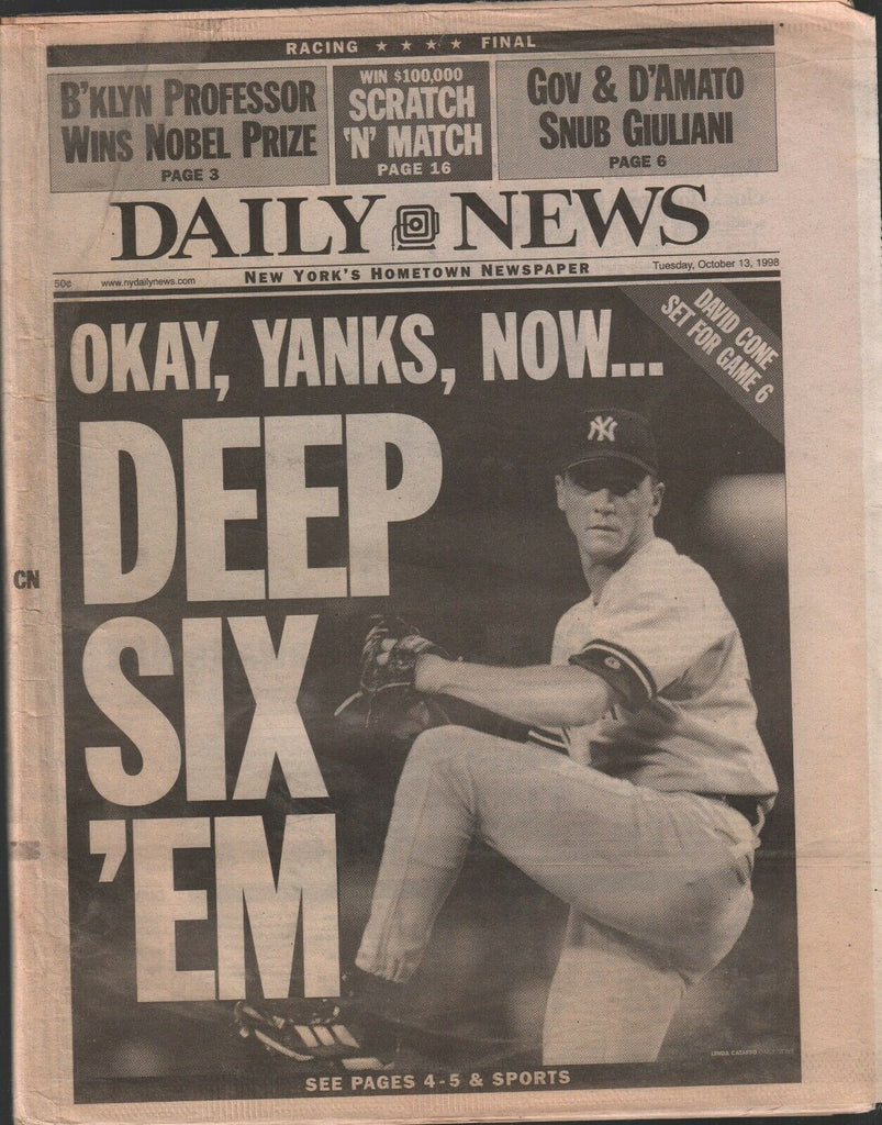 Daily News October 13 1998 New York Yankees Cleveland Indians 020320AME