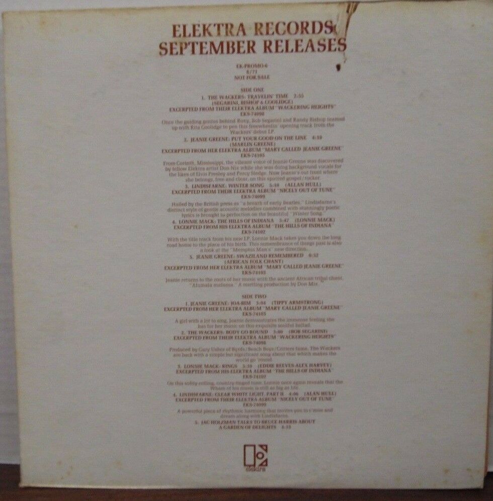 Elektra Records September Releases 33RPM PROMO EK-PROMO 6 121016LLE#2