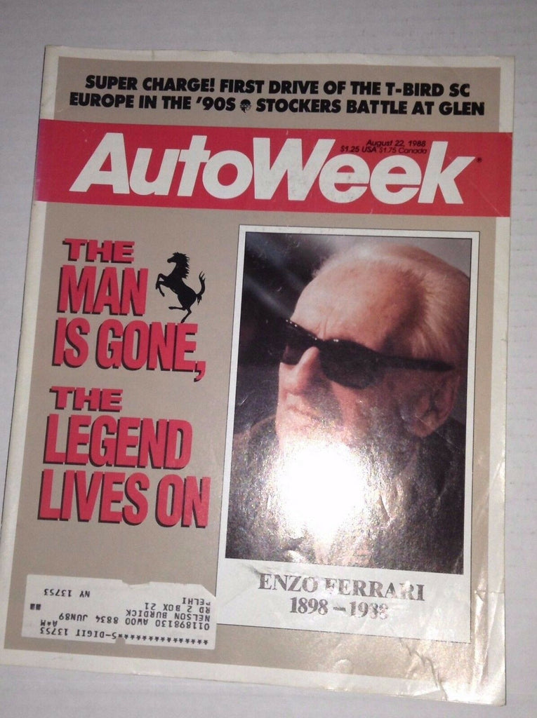Autoweek Magazine Enzo Ferrari Lives On August 22, 1988 011717RH