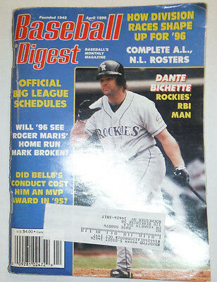 Baseball Digest Magazine Dante Bichette & Albert Belle April 1996 020315R
