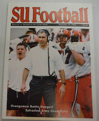 Su Football Magazine Orangemen Syracuse Vs Maryland November 1994 011315R2