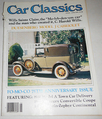 Car Classics Magazine Duesenberg Model J Cabriolet June 1978 080714R