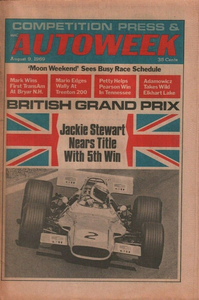 Autoweek August 9 1969 Jackie Stewart Tony Adamowicz w/ML 032619DBE