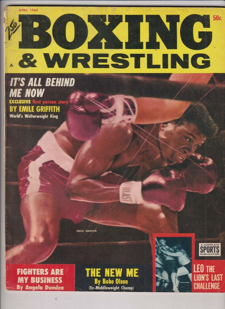 Boxing & Wrestling Mag Emile Griffith Leo The Lion April 1963 111219nonr2