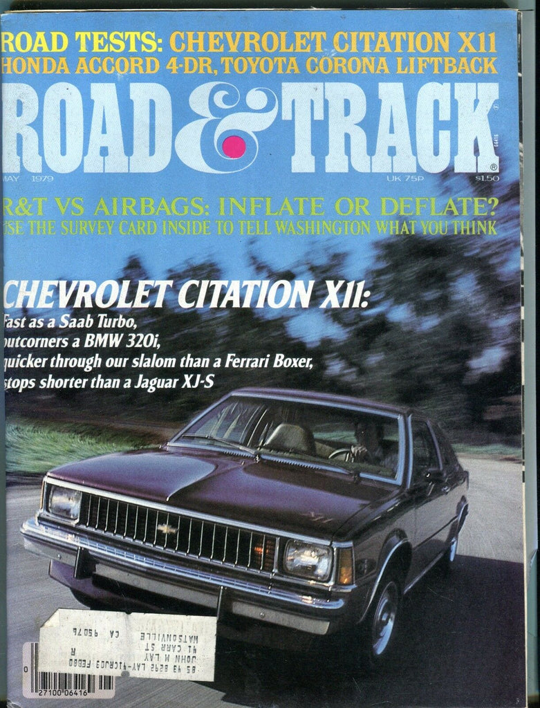 Road & Track Magazine May 1979 Chevrolet Citation VG w/ML 032017nonjhe