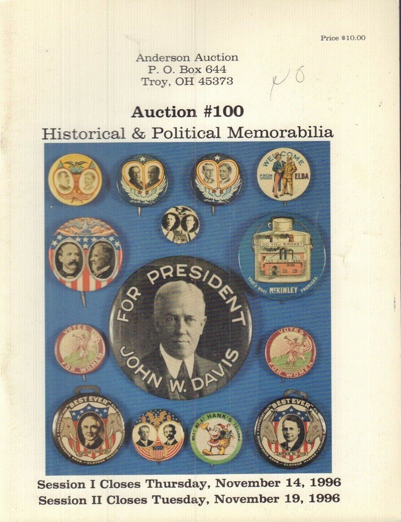 Auction Catalog Historic & Political Memorabilia No.100 November 1996 031318nonr