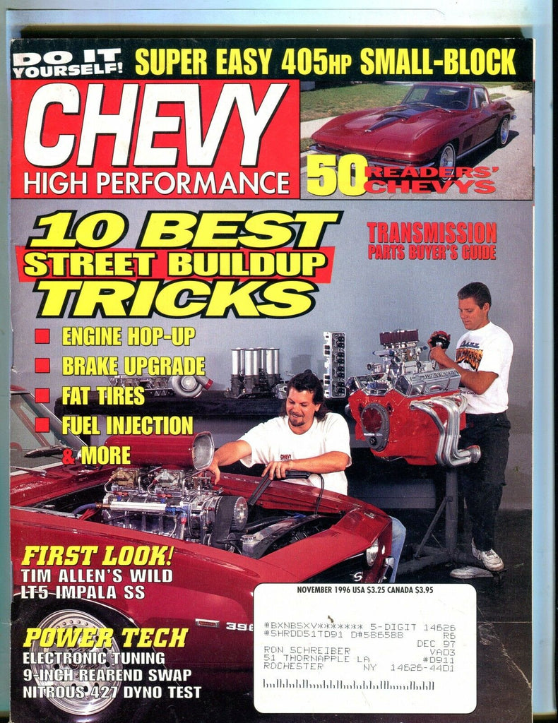 Chevy High Performance Magazine November 1996 Tim Allen EX w/ML 050517nonjhe