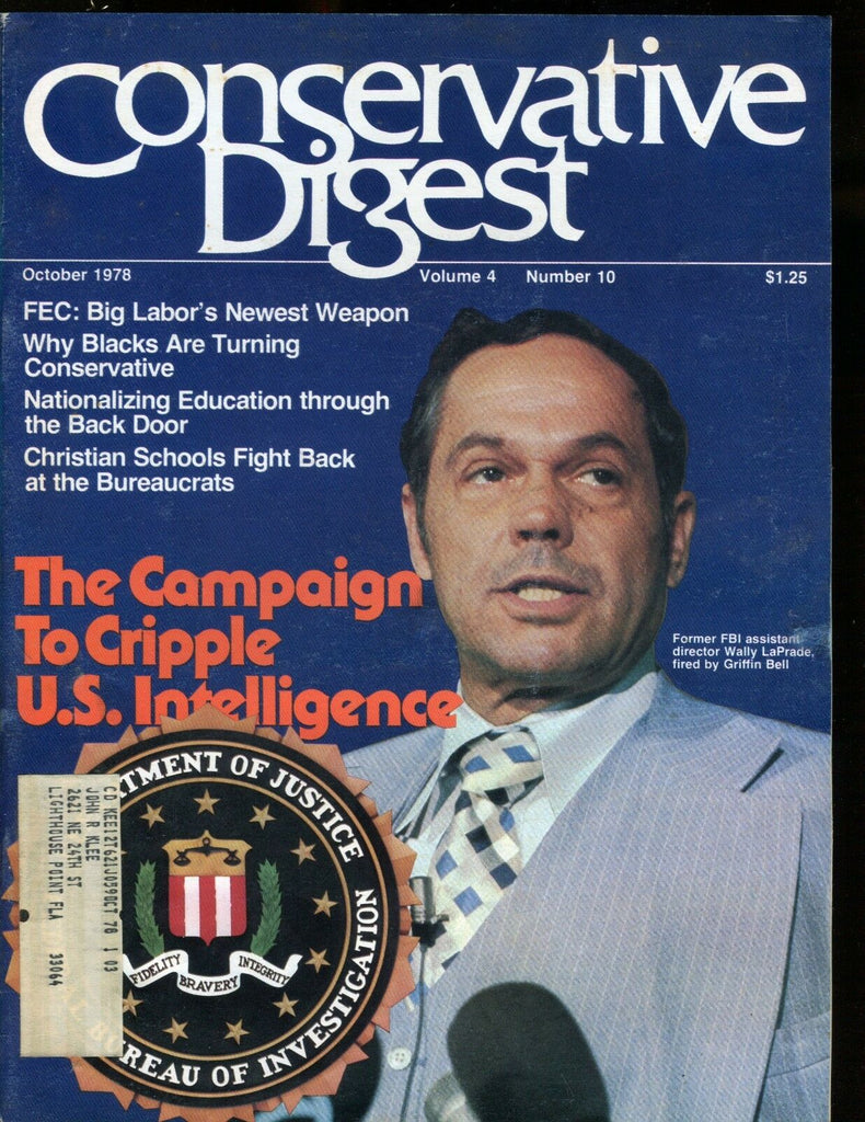 Conservative Digest Magazine October 1978 Wally LaPrade EX No ML 010517jhe