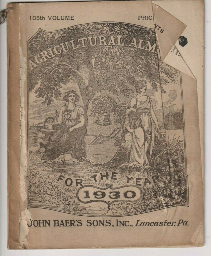 Agriculture Almanac John Baer's Sons Lancaster, PA 105th Volume 1930 022420nonr