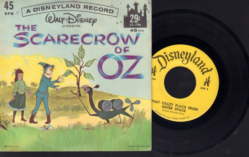 The Scarecrow of OZ Happy Glow Disneyland Records 45 RPM Vinyl 45AME