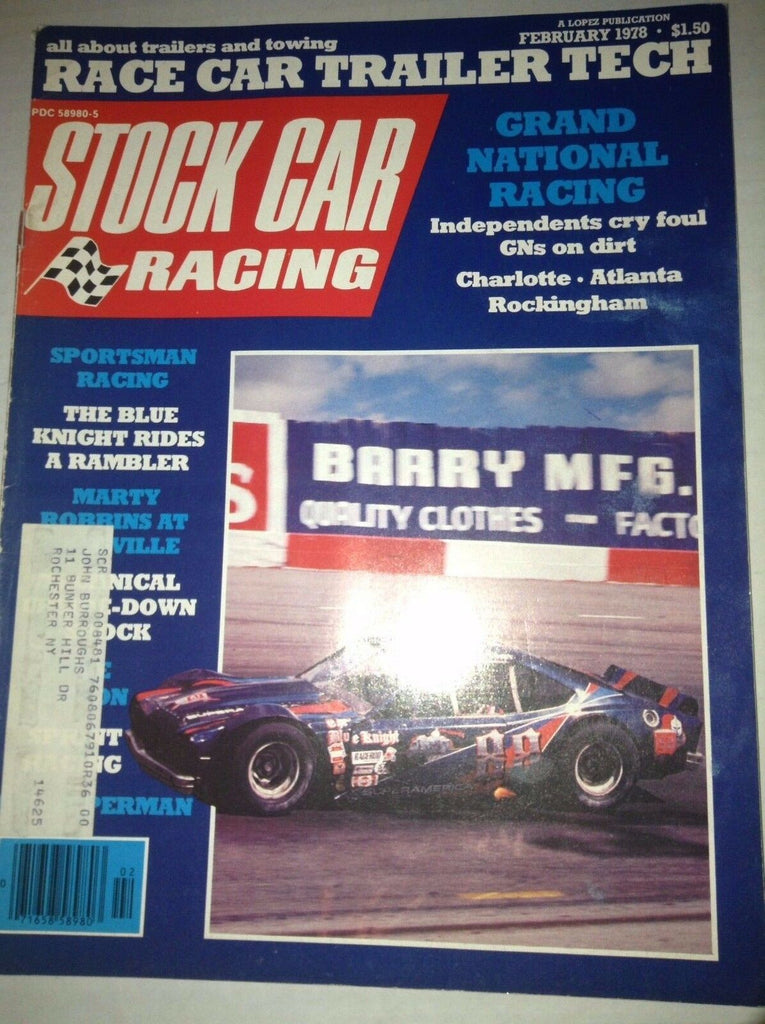 Stock Car Racing Magazine Blue Knight In A Rambler February 1978 040617NONRH