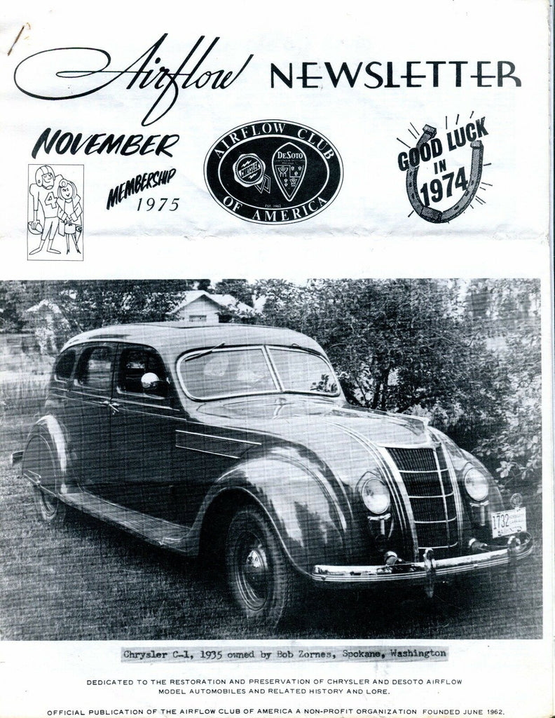 Airflow Newsletter November 1975 Chrysler DeSoto EX No ML 030917nonjhe