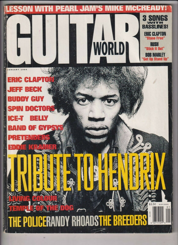 Guitar World Mag Jimi Hendrix Eric Clapton January 1994 032720nonrh