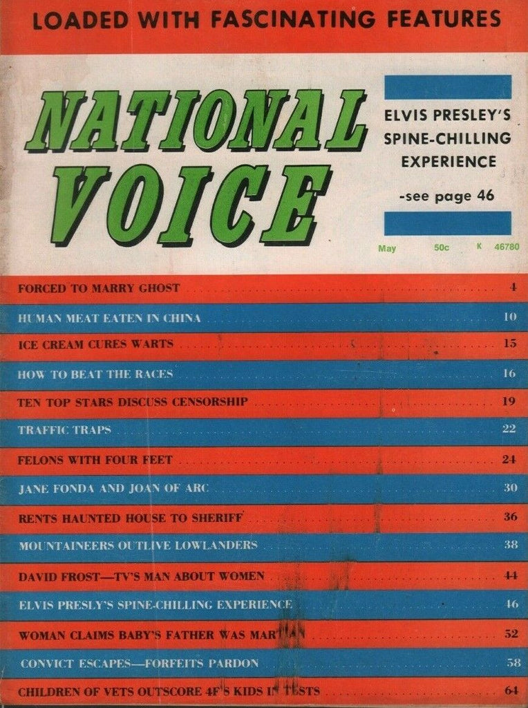 National Voice May 1969 Elvis Presley Jane Fonda David Frost w/ML 072319DBE