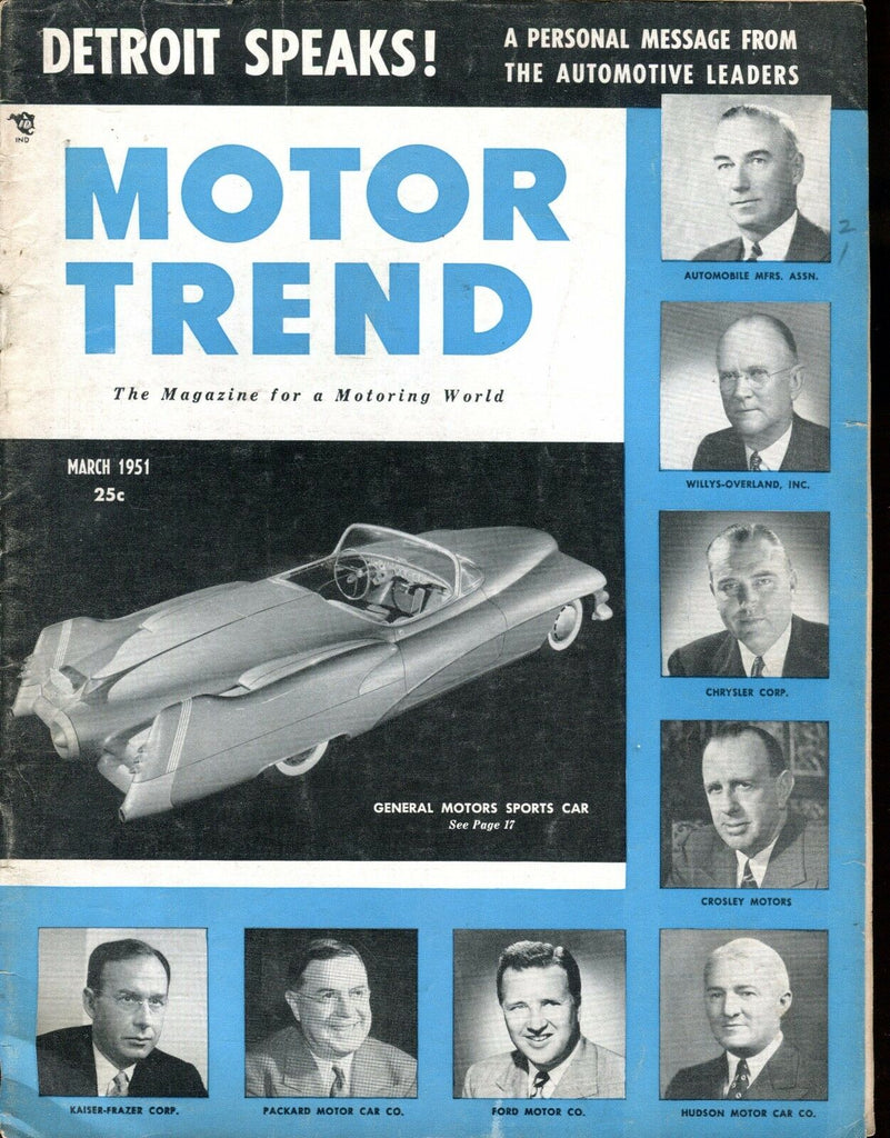 Motor Trend Magazine March 1951 GM Sports Car VG No ML 030117nonjhe