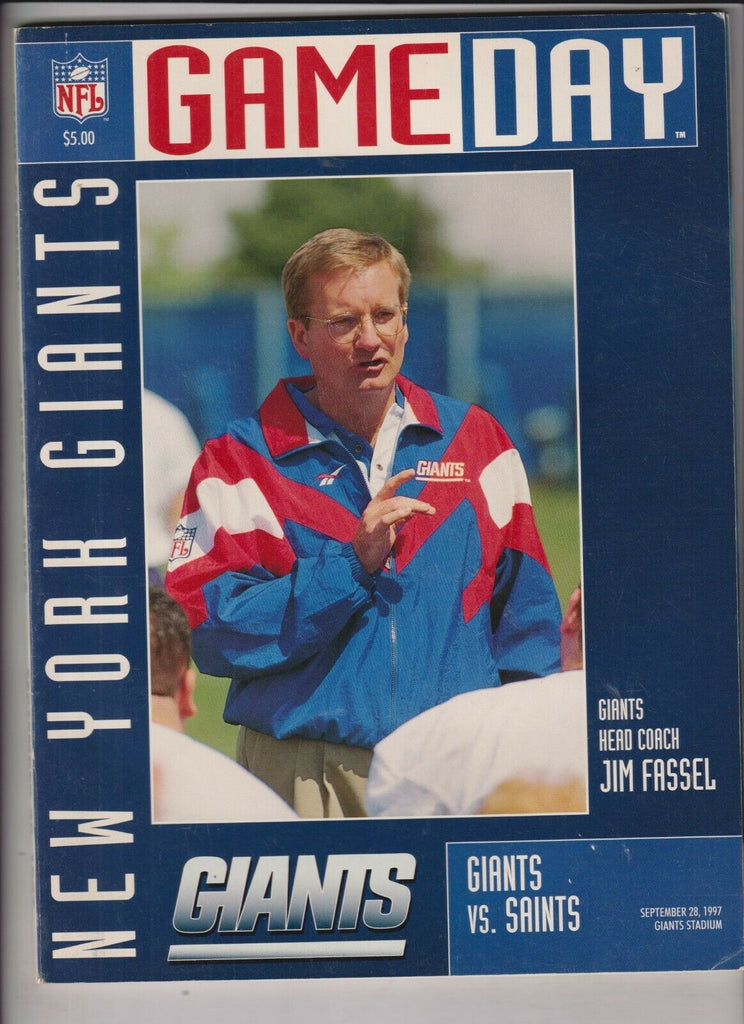 NFL Gameday Program Giants Vs Saints Jim Fassel September 28, 1997 121319nonr