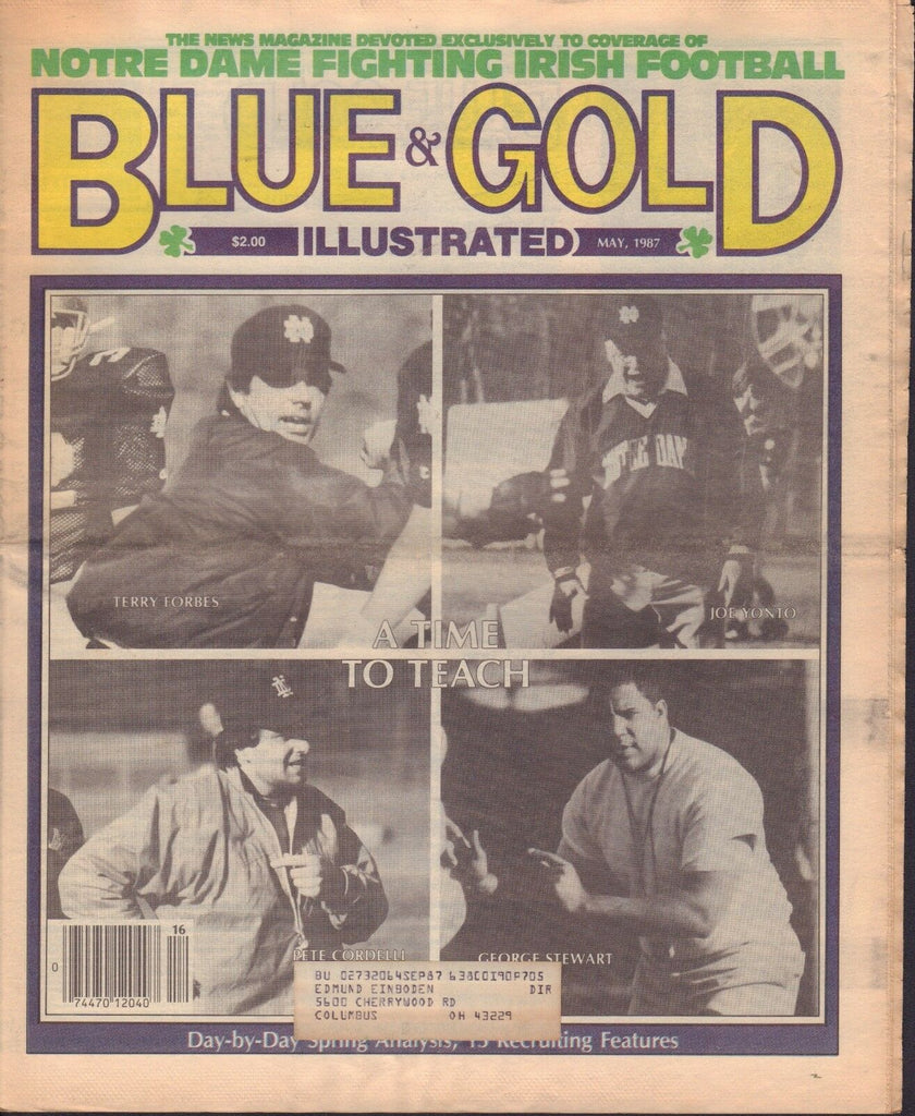 Blue & Gold Illustrated May 1987 Notre Dame Terry Forbes 081417nonjhe