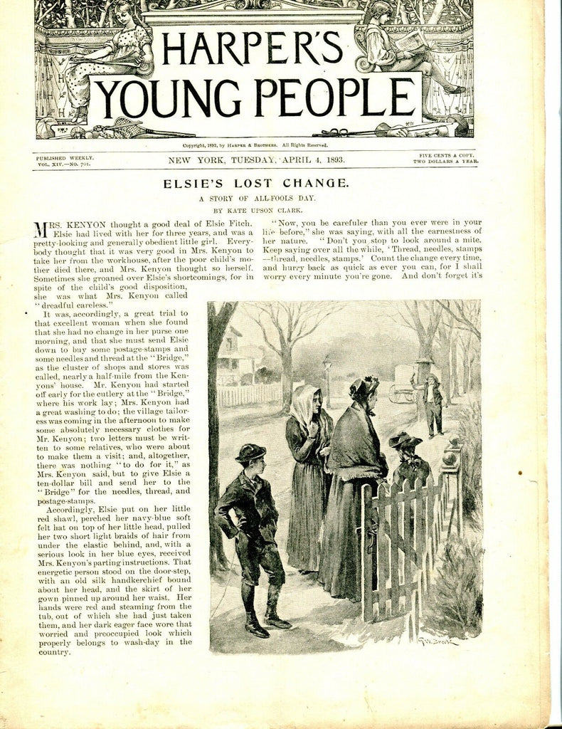 Harper's Young People Magazine April 4 1893 Kate Clark ACC 042717nonjhe