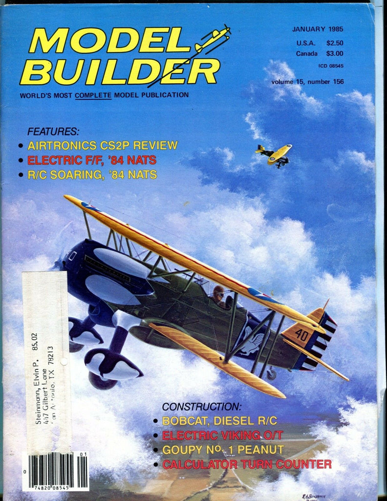 Model Builder Magazine January 1985 Airtroni9cs CS2P VG w/ML 041417nonjhe