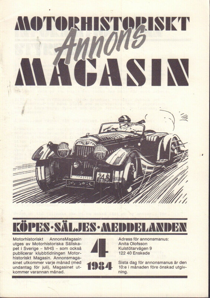 Motorhistoriskt Magasin Annons Swedish Car Magazine 4 1984 Ford 032717nonDBE