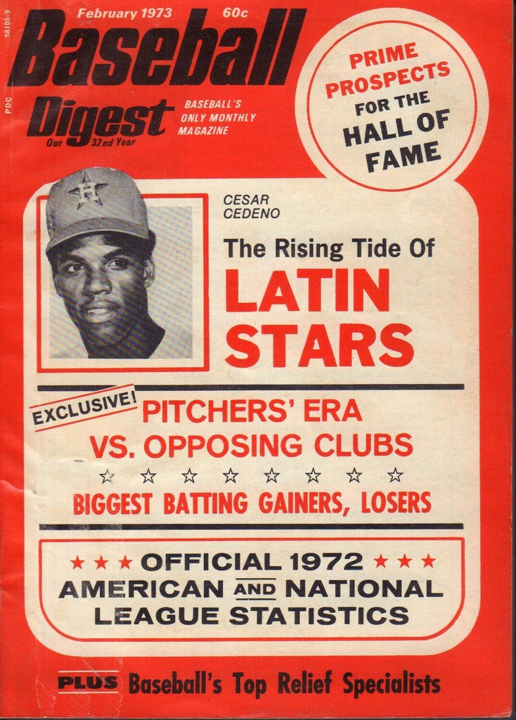 Baseball Digest Magazine February 1973 Cesar Cedeno 072417nonjhe