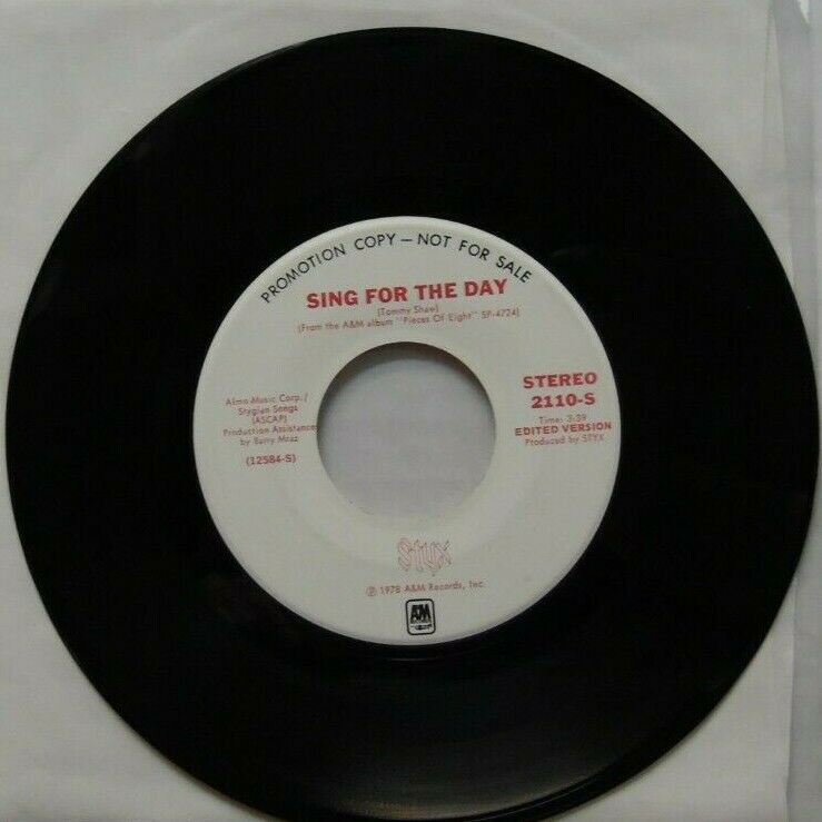 Styx Sing for the Day 45 RPM PROMO #2110-S, 1978 022220LLE45