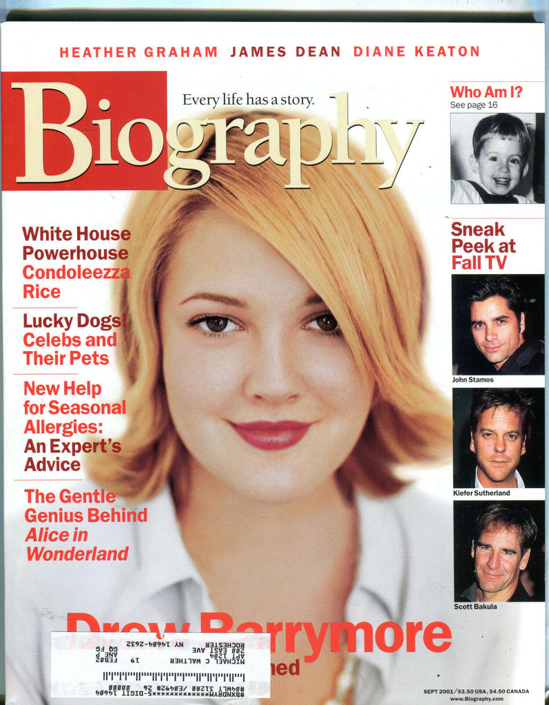Biography Magazine September 2001 Drew Barrymore EX w/ML 111816jhe
