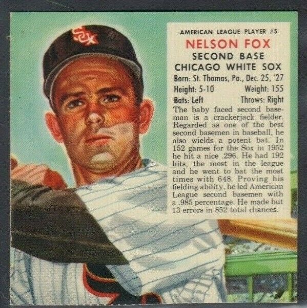 1954 Nelson Fox White Sox Red Man Tobacco Cut Baseball Card 030819DBT