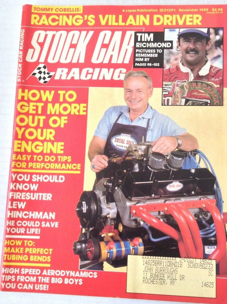Stock Car Racing Magazine Tommy Corellis Tim Richmond November 1989 042817nonrh