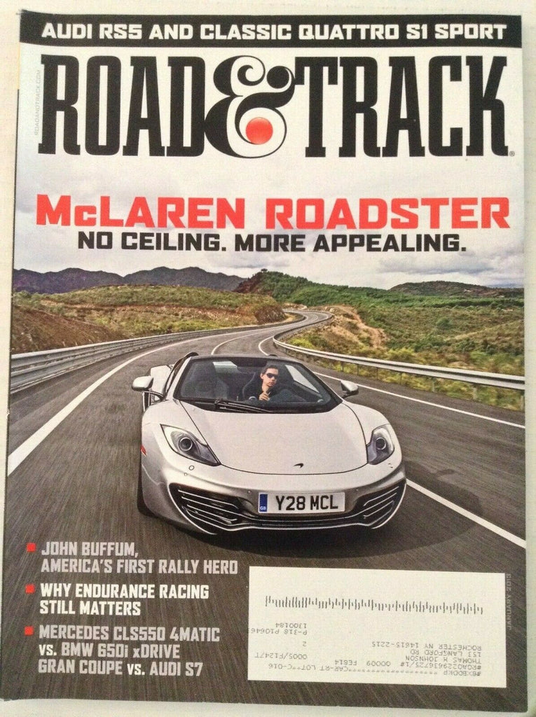 Road & Track Magazine McLaren Roadster Audi RS5 January 2013 022319nonrh