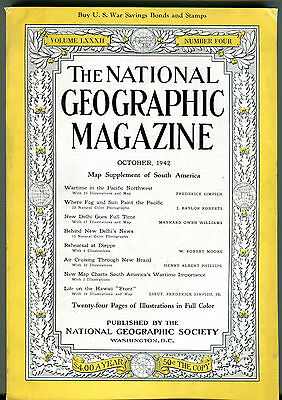 National Geographic Magazine October 1942 w/ Map South America EX 011916jhe