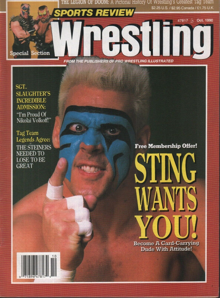 Sports Review Wrestling October 1990 Sting Sargent Slaughter Legion 012819AME2