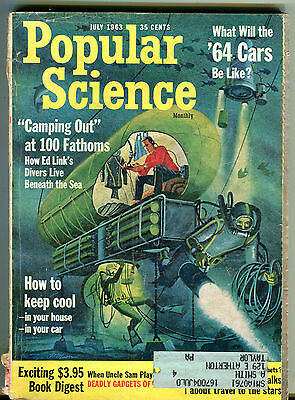 Popular Science Magazine July 1963 Camping Out at 100 Fathoms VG 032416jhe