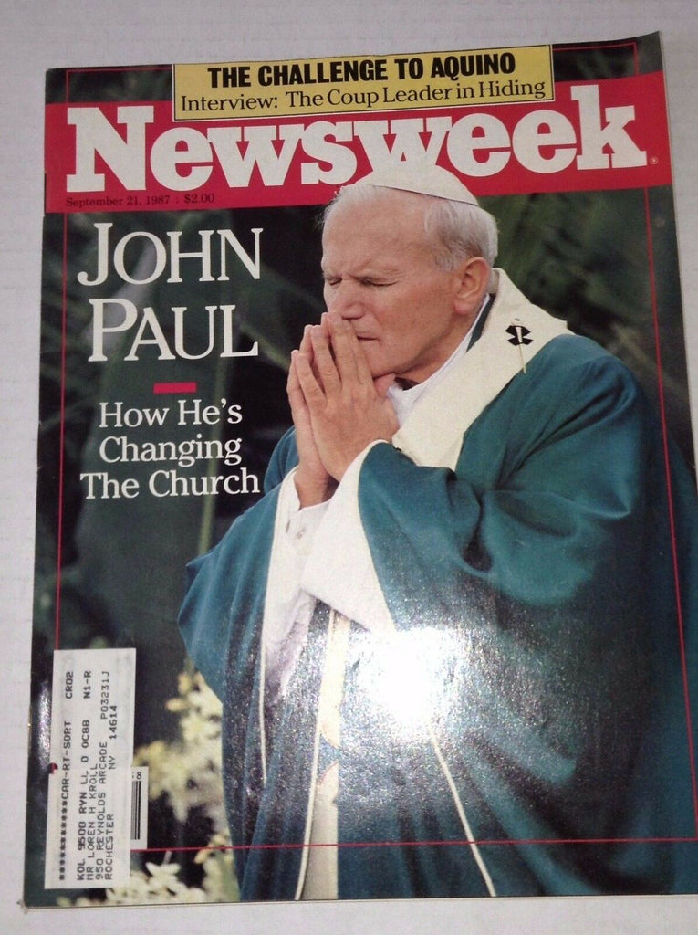 Newsweek Magazine Pope John Paul September 21, 1987 101216R2