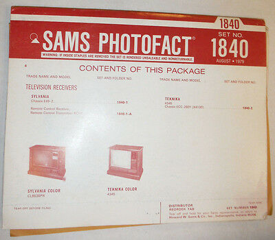 Sams Photofact Magazine Sylvania & Teknika Color No.1840 August 1979 022515r