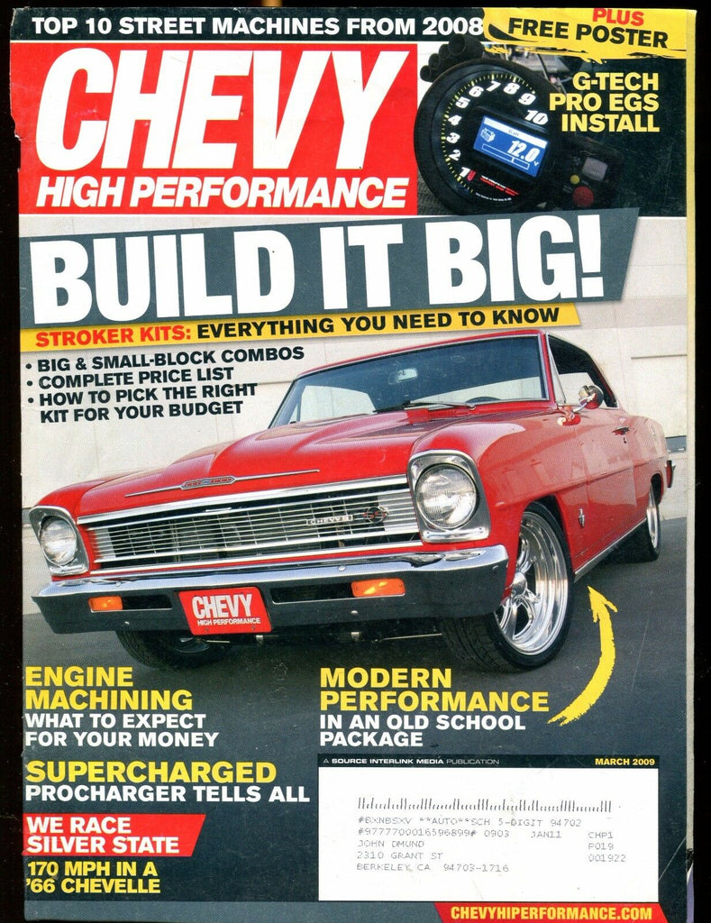 Chevy High Performance Magazine March 2009 Build It Big EX w/ML 022717nonjhe