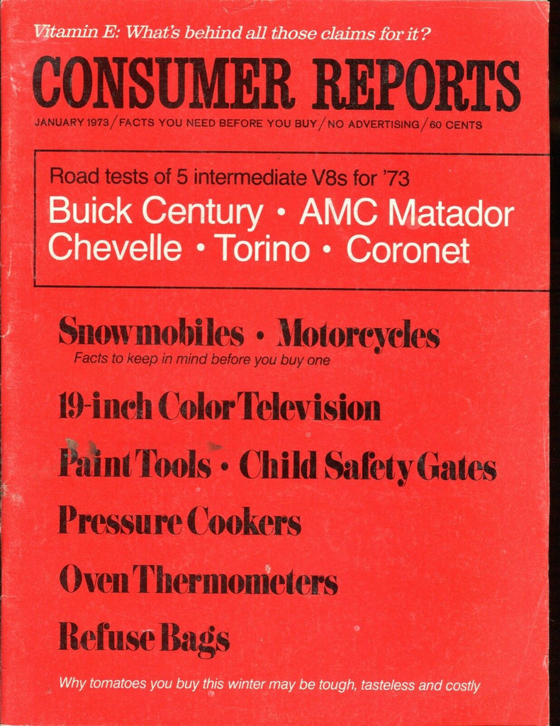 Consumer Reports Magazine January 1973 Road Tests VGEX No ML 020117jhe