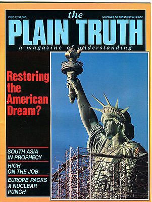 The Plain Truth Magazine July/August 1986 American Dream EX 012516jhe