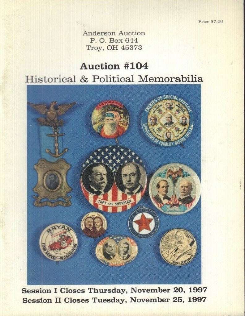 Auction Catalog Historic & Political Memorabilia No.104 November 1997 031318nonr