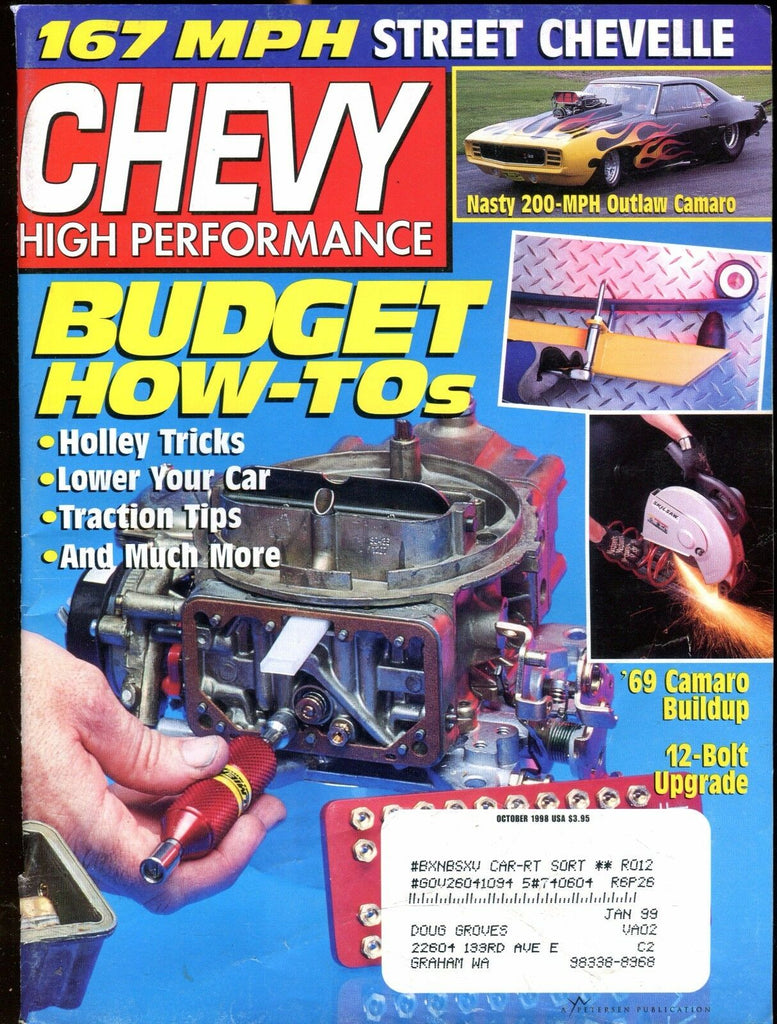 Chevy High Performance Magazine October 1998 Camaro EX w/ML 022517nonjhe